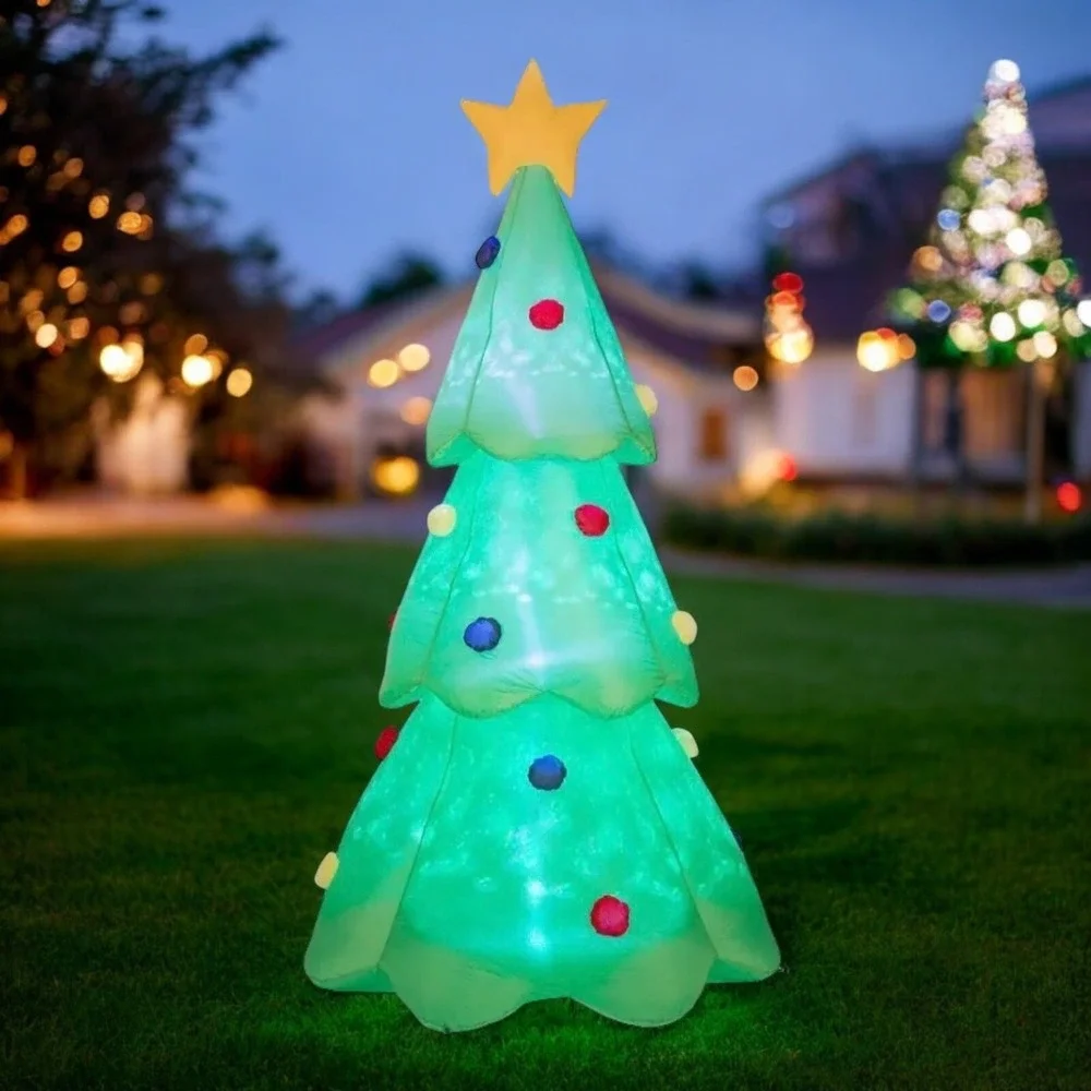 9ft Lighted Green Christmas Tree Star Inflatable Blow Up Christmas Yard Outdoor